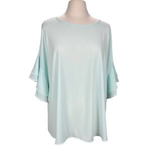 NWT EST.1946 Bell Sleeve Blouse Women's Top Baby Blue 18/20W